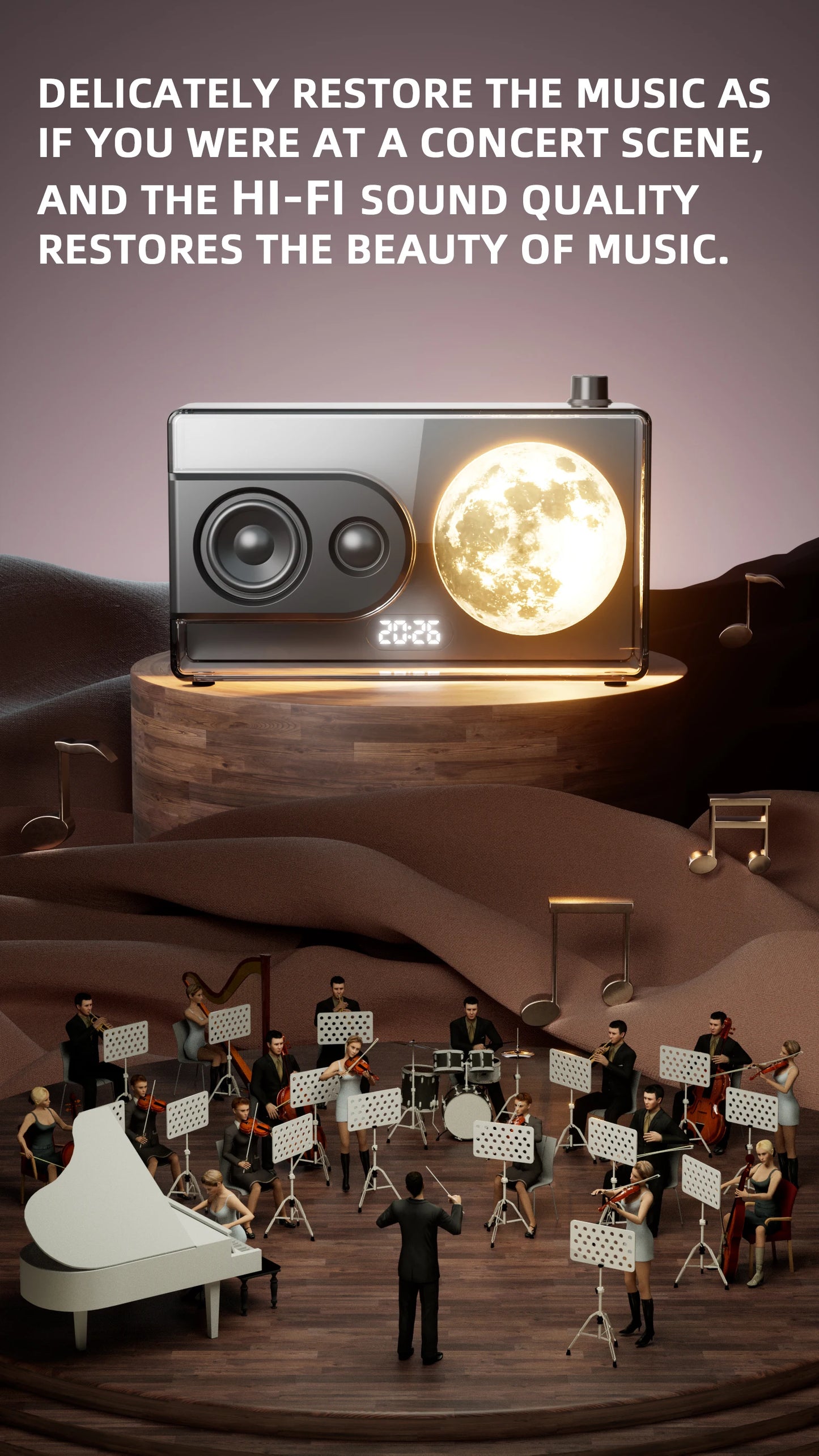 CrystalWave™ – Hi-Fi Bluetooth Speaker with Ambient Light & Sleep Mode